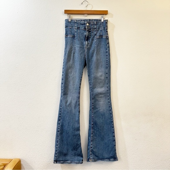 Free People We The Free Jayde High Rise Flare‎ Jeans in Sunburst Blue Size 29 - Picture 5 of 13